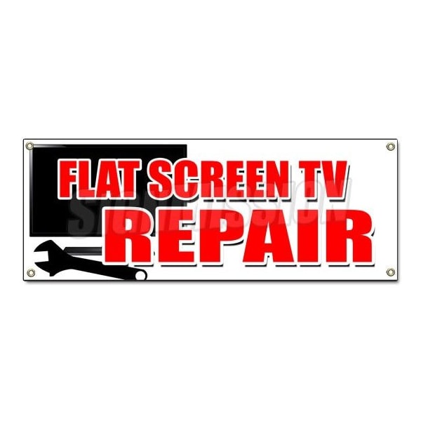 Signmission FLAT SCREEN TV REPAIR BANNER SIGN service plasma lcd fix service sales B-Flat Screen Tv Repair - main